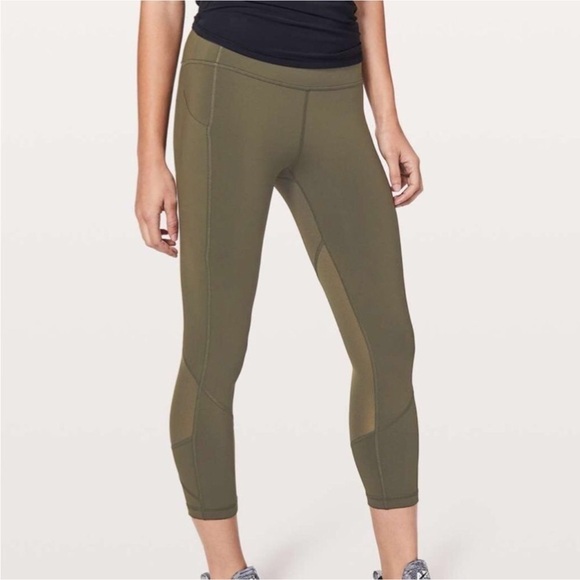 Lululemon Pace Rival Crop Leggings Luxtreme 22" Dark Olive Size 6 - Picture 4 of 13